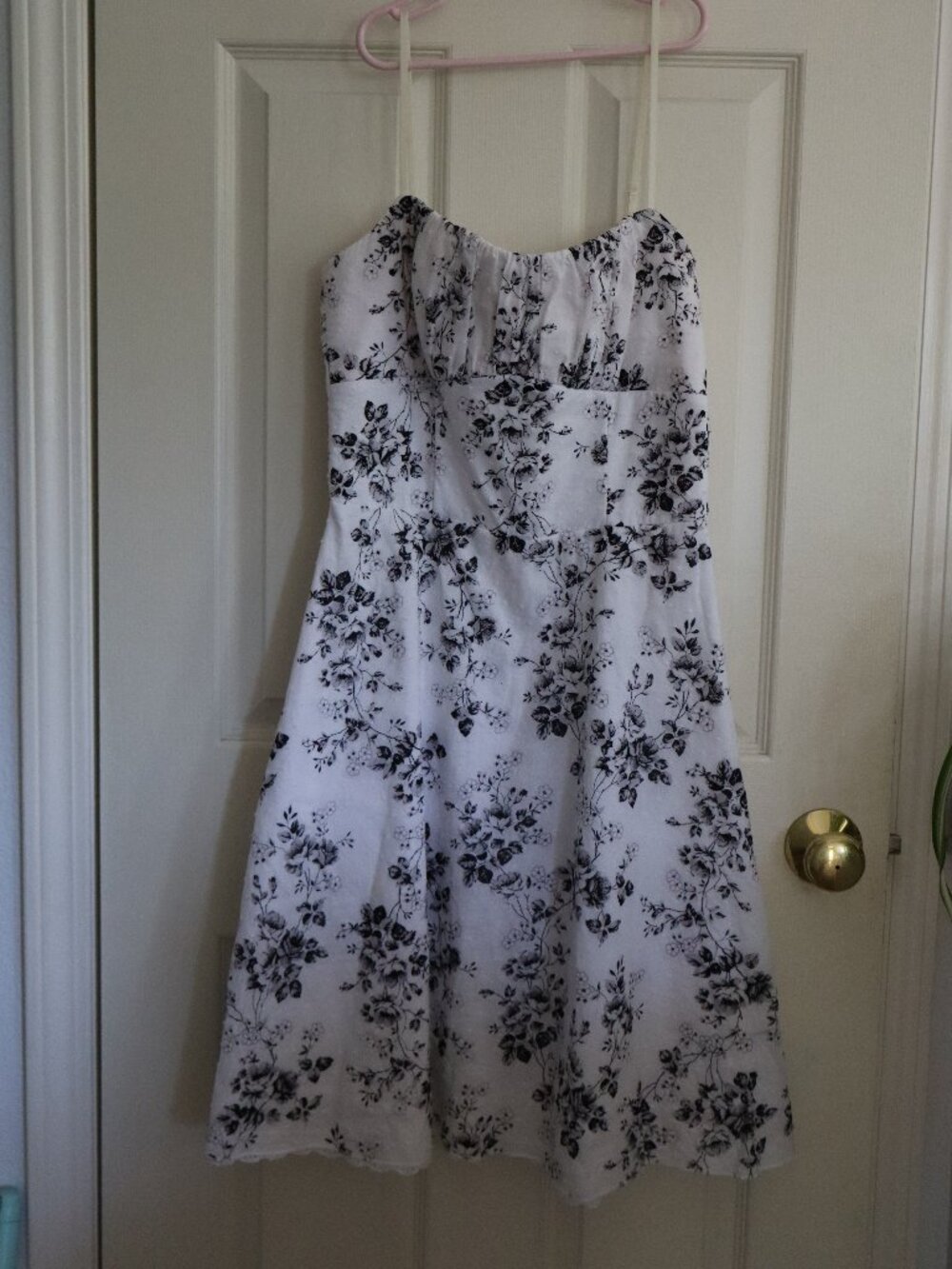 Ruby Rox Y2K Dress Black and White Floral with Adjustable Straps